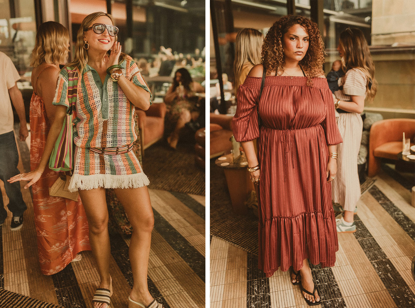 Guests at Sky Bar Sydney wearing Bohemian Traders Resort ’25 Golden Hour Club.